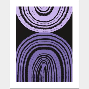 Modern print with abstract geometric purple lines and shapes Posters and Art